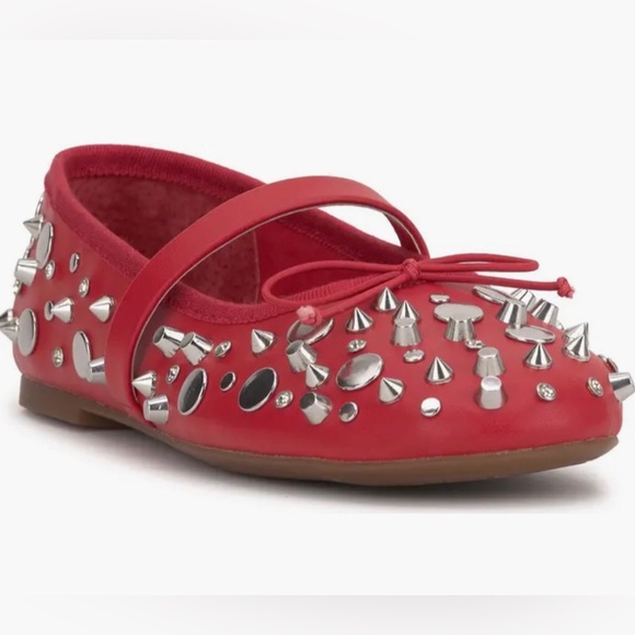 Jessica Simpson red Azalina Studded Mary Jane Ballet Flats size 11 brand‎ new - Picture 1 of 12